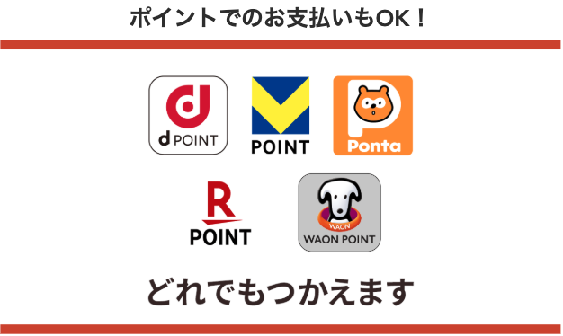 各種ポイント使えます